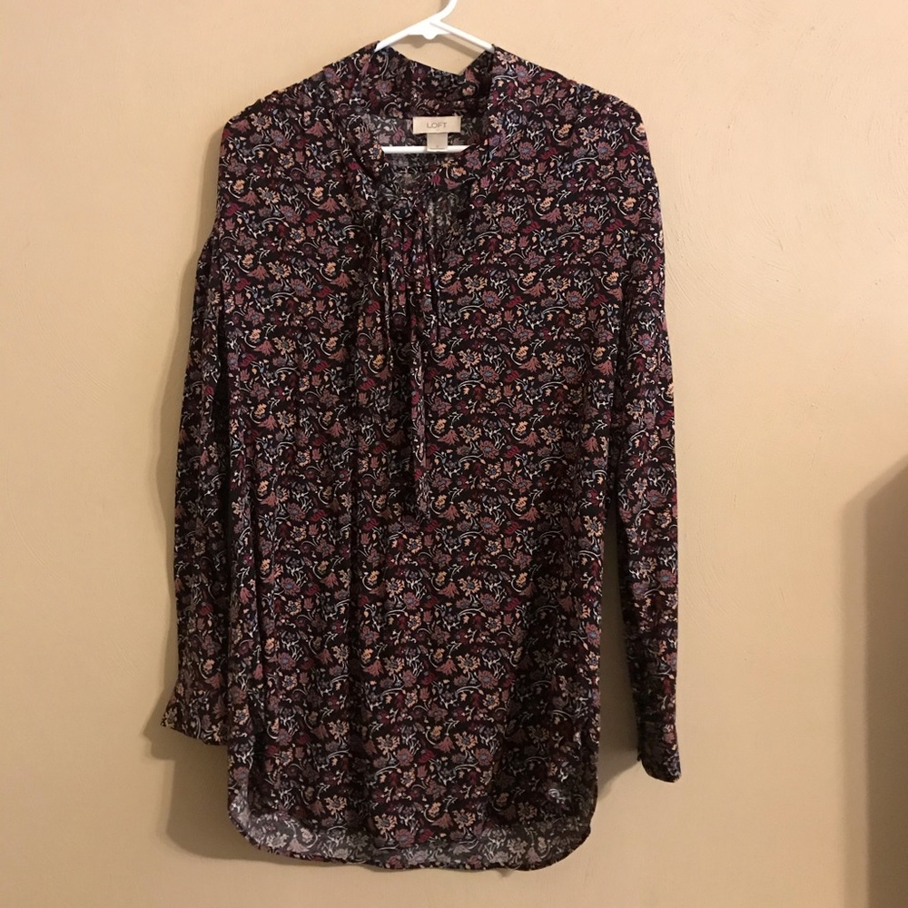 LOFT small tunic dress blouse paisley print